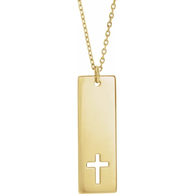 14K Yellow Engravable Bar 16-18" Necklace-