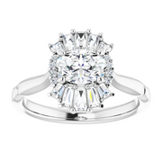 14K White 1 CTW Diamond Halo-Style Ring