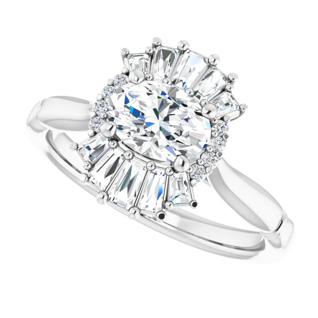 14K White 1 CTW Diamond Halo-Style Ring