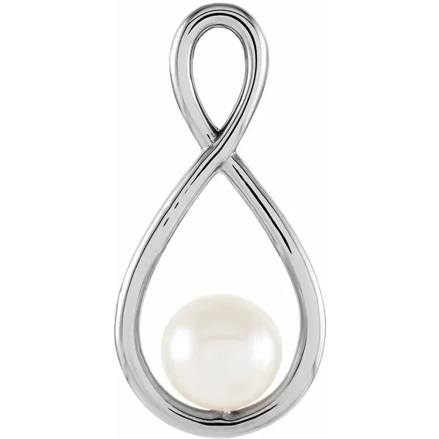 14K White Freshwater Cultured Pearl Pendant-