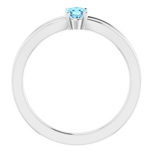 14K White Aquamarine Youth Solitaire Ring-