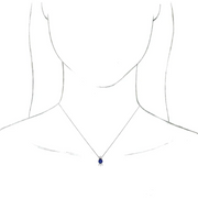 14K White Blue Sapphire & 1/4 CTW Diamond 16-18" Necklace