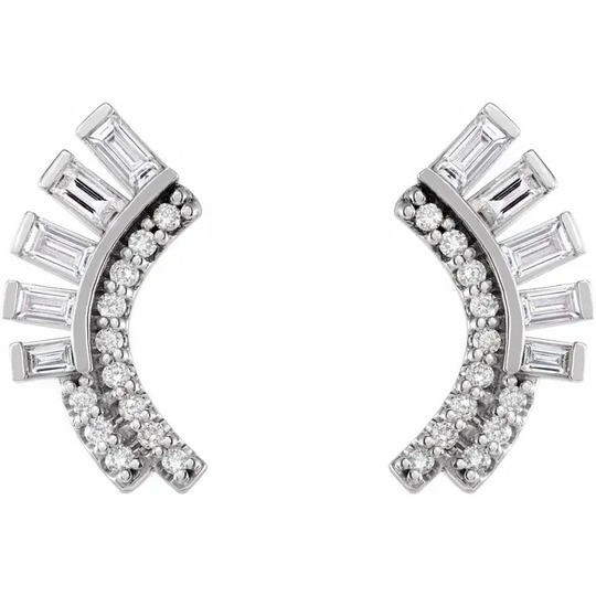 14K White 1/3 CTW Diamond Curved Fan Earrings
