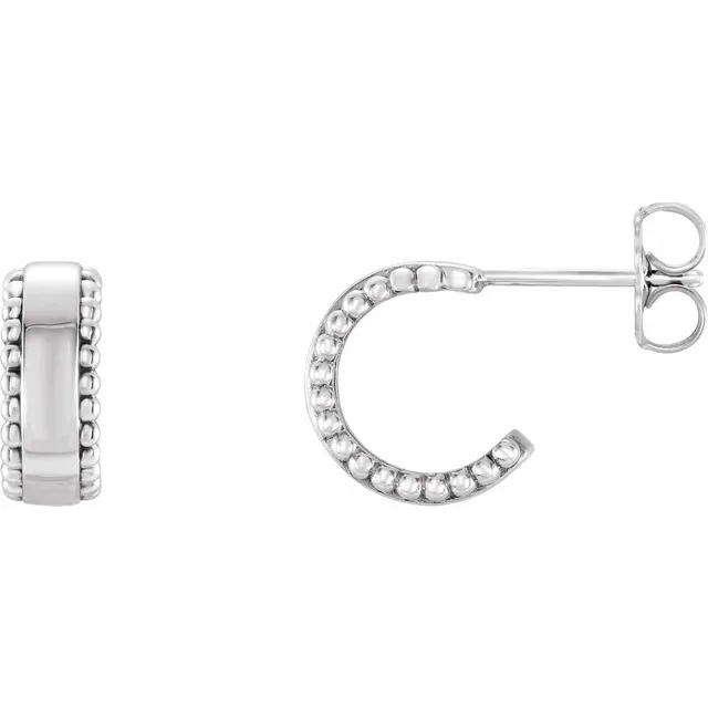 14K White Beaded Earrings-
