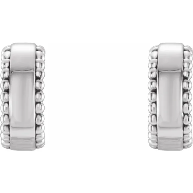14K White Beaded Earrings-