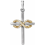 14K White & Yellow .6 CTW Diamond Infinity-Inspired Cross Pendant