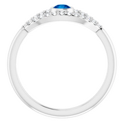 14K White Blue Sapphire & White Sapphire Evil Eye Ring