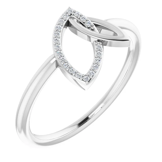 14K White .05 CTW Diamond Double Leaf Ring-