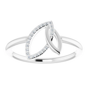 14K White .5 CTW Diamond Double Leaf Ring