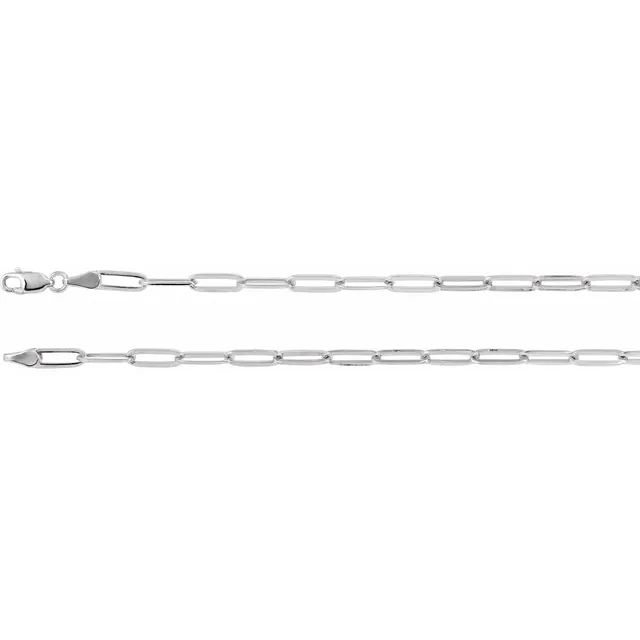 14K White 3.85 mm Elongated Flat Link 16" Chain-