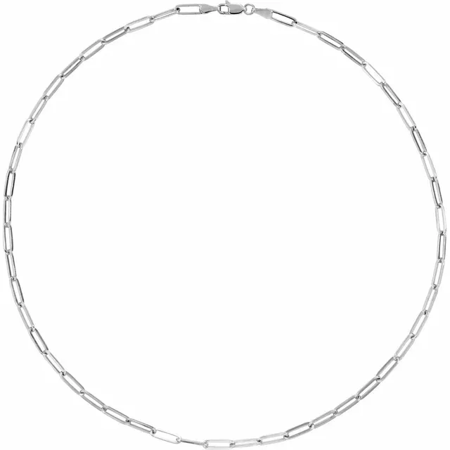 14K White 3.85 mm Elongated Flat Link 16" Chain-