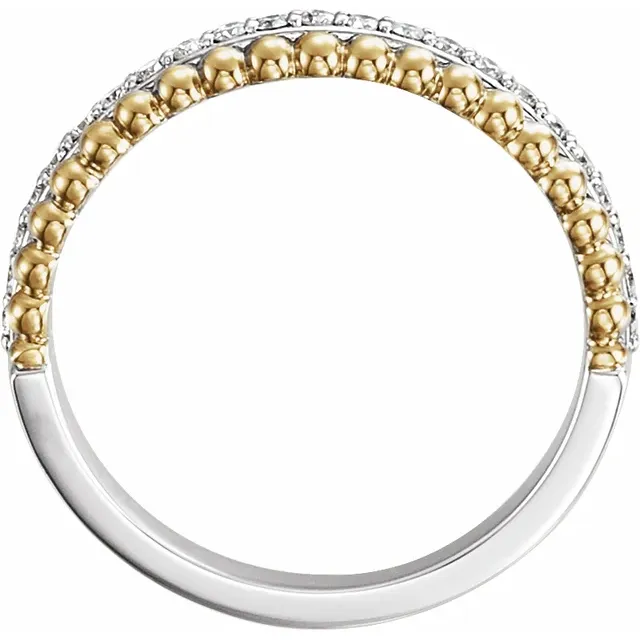 14K White/Yellow 1/5 CTW Diamond Beaded Ring-