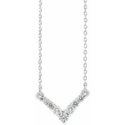 14K White 1/3 CTW Diamond "V" 16-18" Necklace