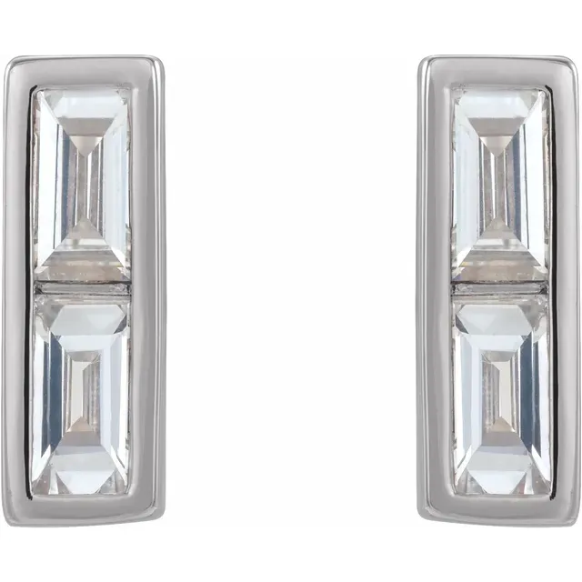 14K White 1/4 CTW Diamond Bar Earrings