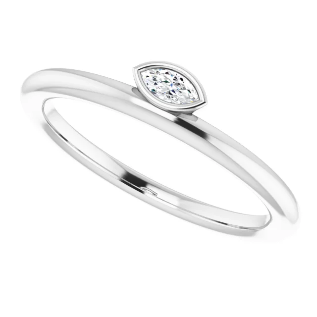 14K White .7 CT Diamond Asymmetrical Stackable Ring