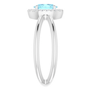 14K White Aquamarine & 1/1 CTW Diamond Ring