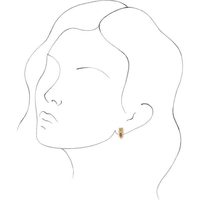 14K Yellow Multi-Gemstone Geometric Bar Drop Earrings