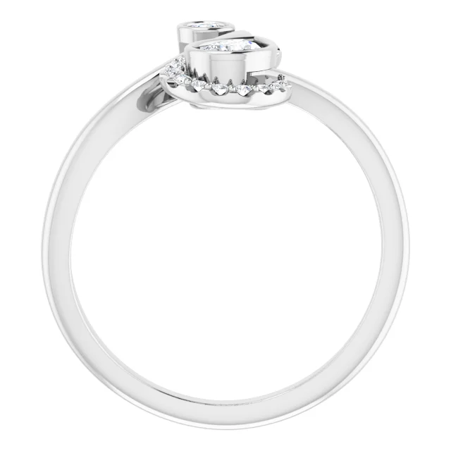 14K White 1/2 CTW Diamond Bezel-Set Bypass Ring-