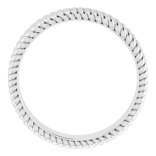 Platinum 5.25 mm 3-Layered Stacked Rope Band Size 5.5