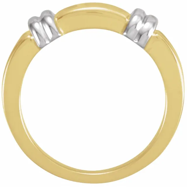 14K Yellow & White 7 mm Bamboo Pattern Band Size 11-