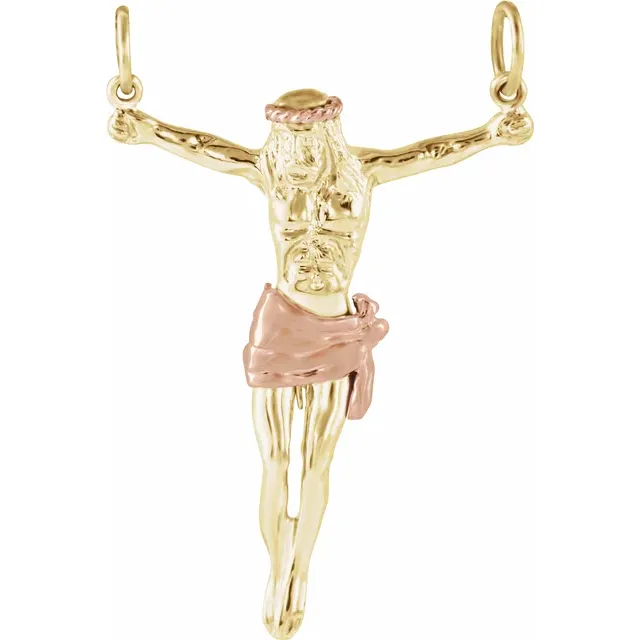 14K Yellow 29x22.5 mm Crucifix Pendant-