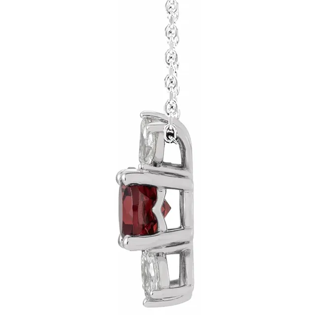 14K White Garnet & 1/4 CTW Diamond 16-18" Necklace-