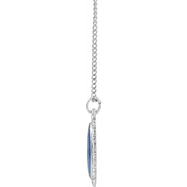 Sterling Silver 15x12 mm Oval Miraculous 18" Necklace-