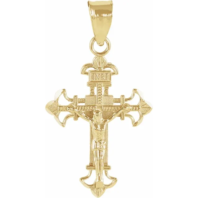 14K Yellow 19x14 mm Crucifix Pendant-
