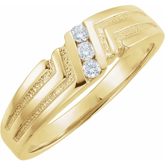 14K Yellow 1/8 CTW Diamond 3-Stone Band-