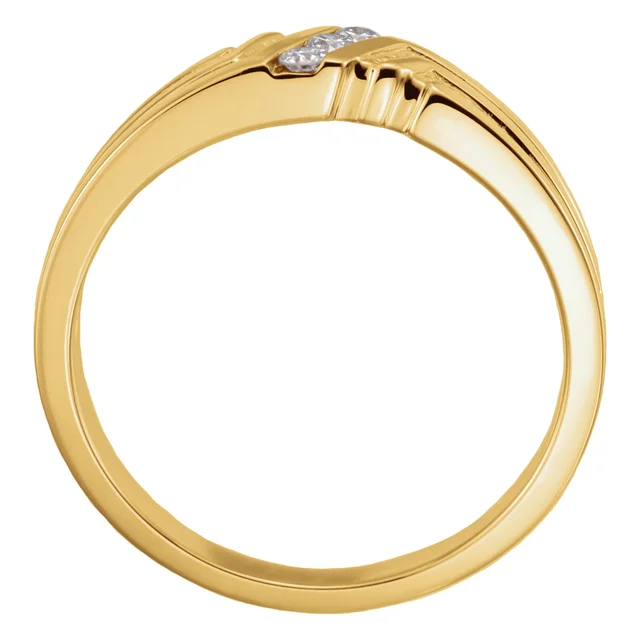14K Yellow 1/8 CTW Diamond 3-Stone Band-