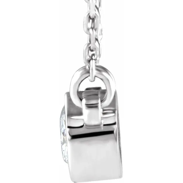 14K White 4 mm Round Forever One Moissanite 18" Necklace-
