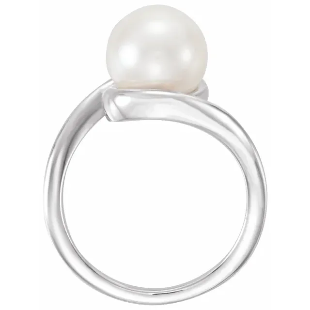 14K White 10 mm Freshwater Cultured Pearl Ring-7.00 (approximate standard size)-