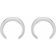 14K White Crescent Earrings