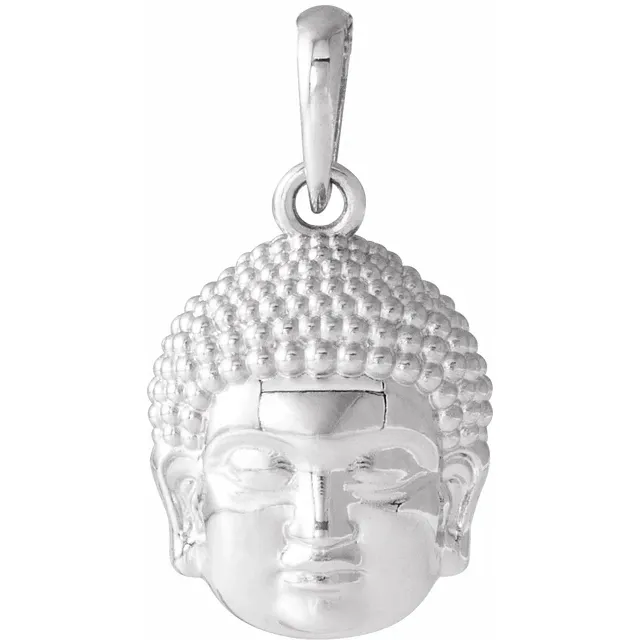 14K White 14.7x1.5 mm Meditation Buddha Pendant