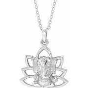 14K White Ganesha 16-18" Necklace