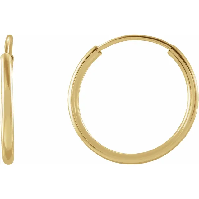 14K Yellow 12 mm Flexible Endless Hoop Earrings-