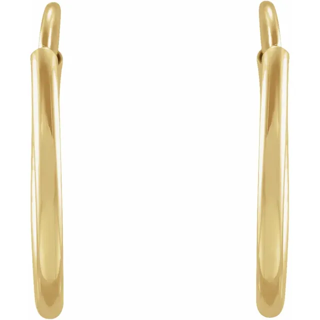 14K Yellow 12 mm Flexible Endless Hoop Earrings-