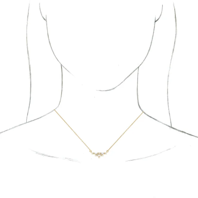 14K Yellow 1/4 CTW Diamond Art Deco 18" Necklace