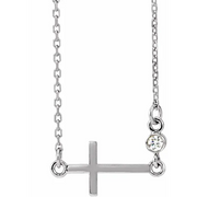 14K White .3 CTW Diamond Sideways Cross 16-18" Necklace