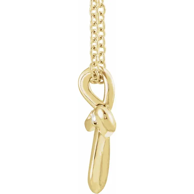 14K Yellow .015 CTW Diamond Cross 16-18" Necklace-