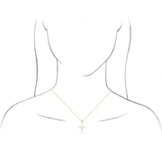 14K Yellow Freshwater Cultured Pearl Cross 16-18" Necklace