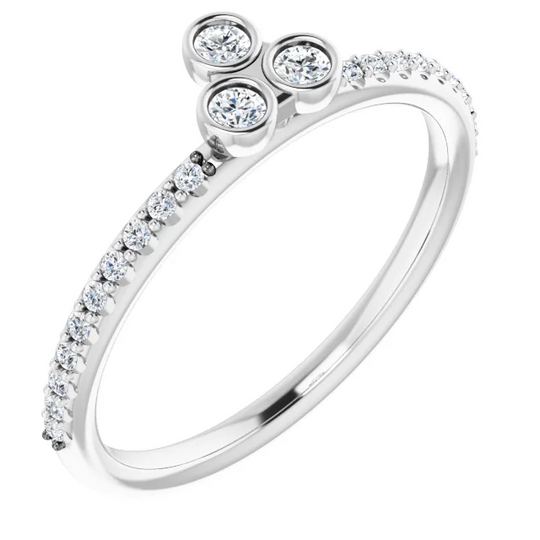 Platinum 1/5 CTW Diamond Three-Stone Asymmetrical Stackable Ring