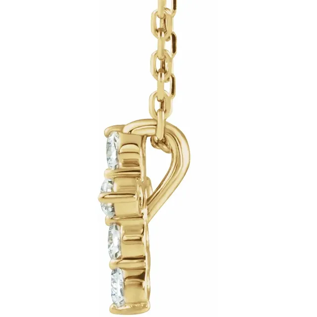 14K Yellow 8.7x6.6 mm 1/6 CTW Diamond Cross 16-18" Necklace-