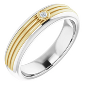 14K White & Yellow .02 CTW Diamond Men's Ring-11.00(aproximate standard size)-