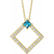14K Yellow Aquamarine & 3/8 CTW Diamond 16-18" Necklace