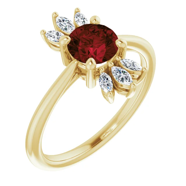 14K Yellow Garnet & 1/4 CTW Diamond Ring-7.00 (approximate standard size)-