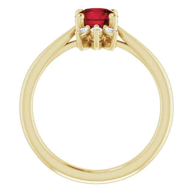14K Yellow Garnet & 1/4 CTW Diamond Ring-7.00 (approximate standard size)-