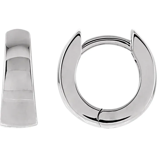 14K White 10.25 mm Hinged Earrings-