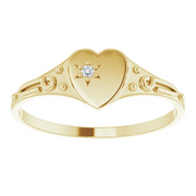 14K Yellow .1 Diamond Heart Ring Size 3