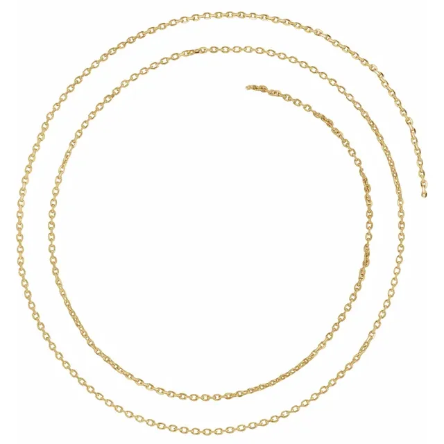 14K Yellow 1.4 mm Diamond-Cut Cable 18" Chain-